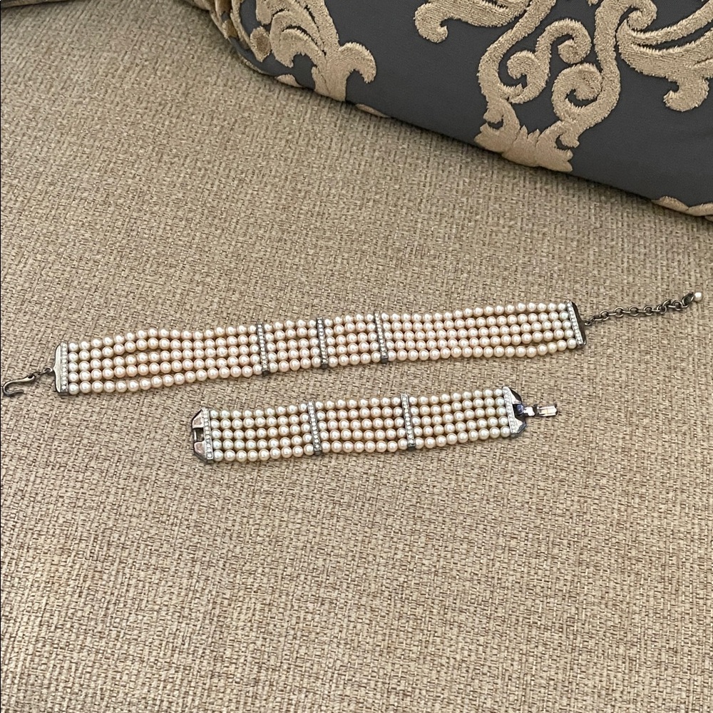 Carolee Multi-Row Pearl Bracelet Set in Cream and Silver-Tone